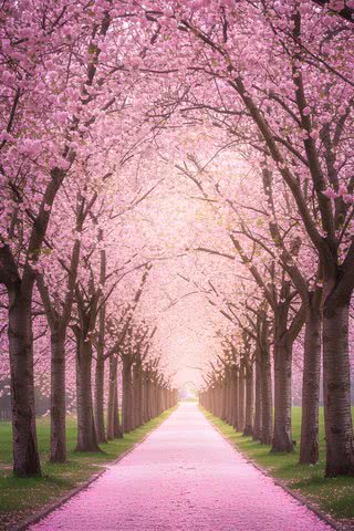 【12位】幻想的な桜の並木道|花のiPhone壁紙