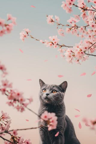 【270位】猫と桜|ネコのiPhone壁紙