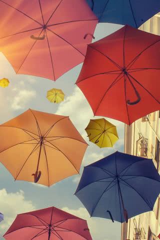 色とりどりの沢山の傘
