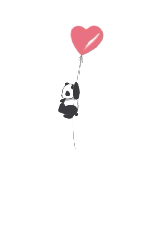 ハートの風船で飛ぶパンダ Iphone壁紙ギャラリー