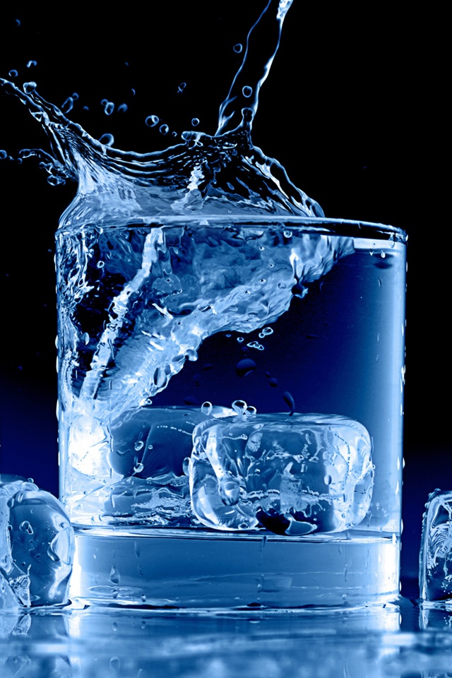 Glass Cup Ice Cubes Water Splash Blue Iphone Wallpaper 640x960 Iphone 4 4s Wallpaper Download Iwall365 Com Iphone壁紙ギャラリー