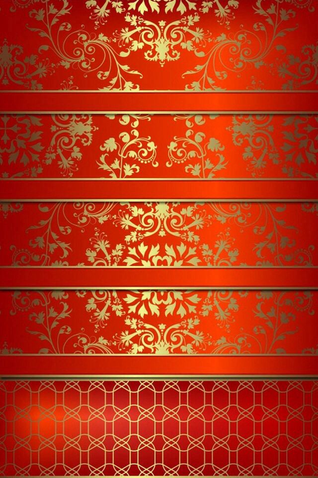 赤と金の豪華な模様 Iphone壁紙ギャラリー