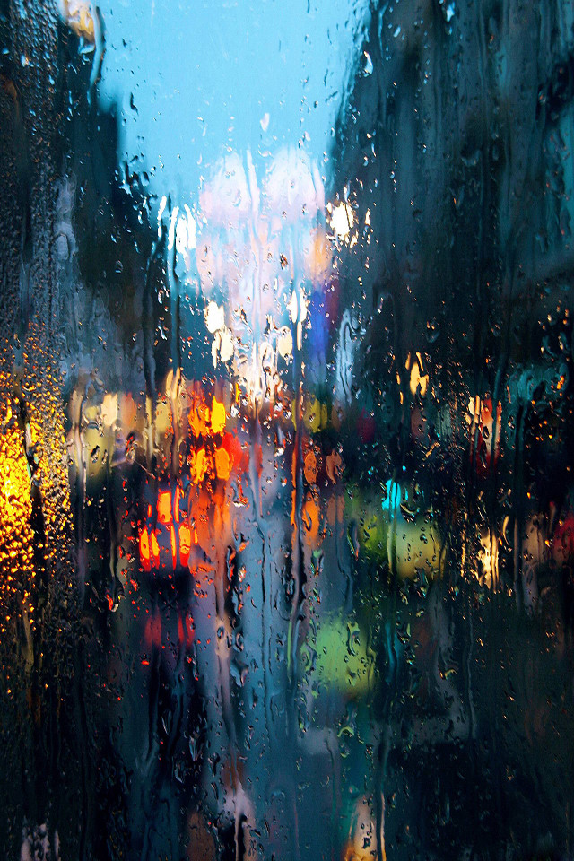 ガラス越しの雨の街 Iphone壁紙ギャラリー