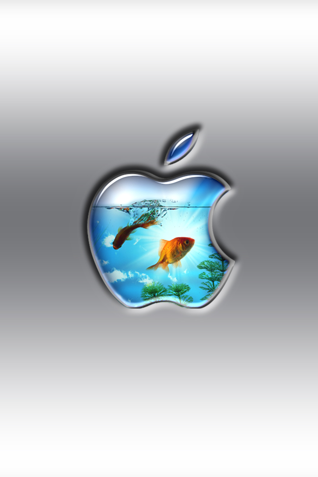 Appleロゴに泳ぐ金魚のiphone壁紙 Iphone壁紙ギャラリー