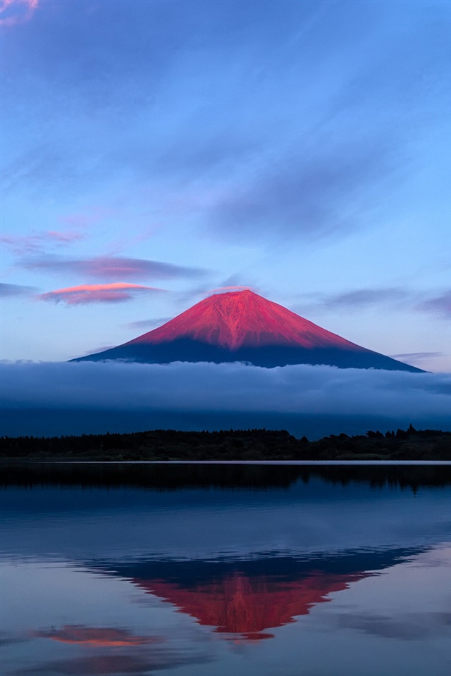 夕日に染まる赤い富士山 Iphone壁紙ギャラリー