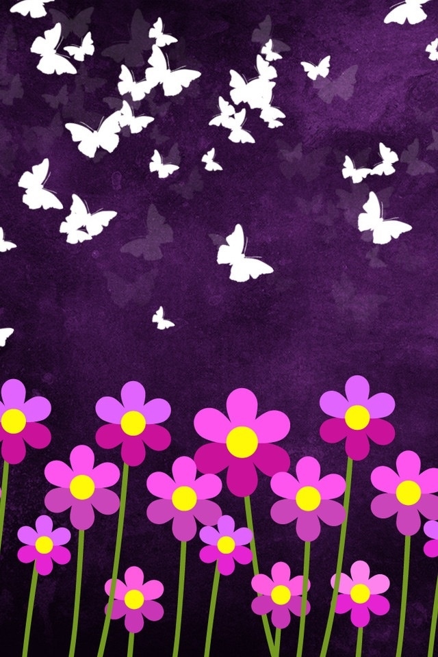 蝶と花のイラスト Iphone壁紙ギャラリー