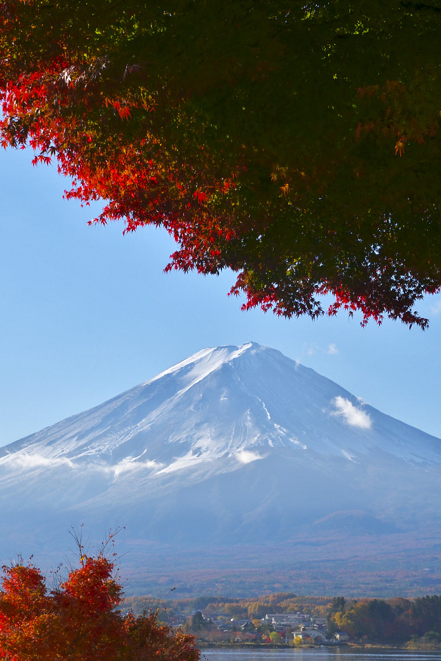 Free Iphone 4s Wallpaper Nature Landscapes 紅葉と富士山 Mt Fuji Iphone 壁紙館 Iphone壁紙ギャラリー