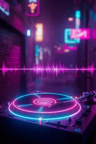 Neon Beat|レコードのiPhone壁紙