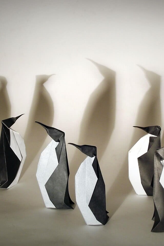 折り紙 ペンギンの群れ Iphone壁紙ギャラリー