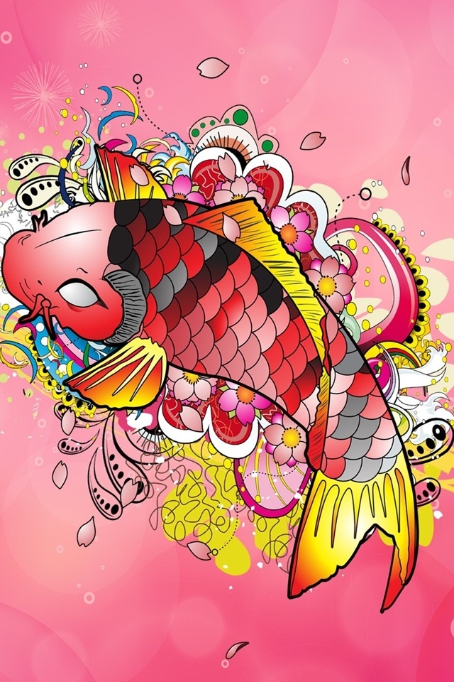 鯉のイラスト Iphone壁紙ギャラリー