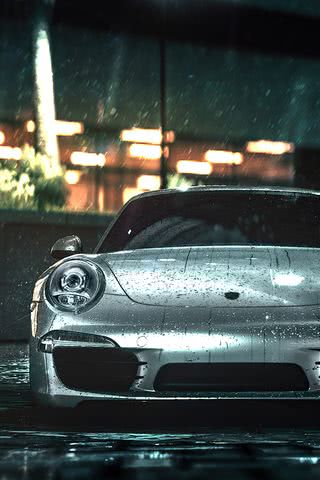 ポルシェ911|雨のiPhone壁紙