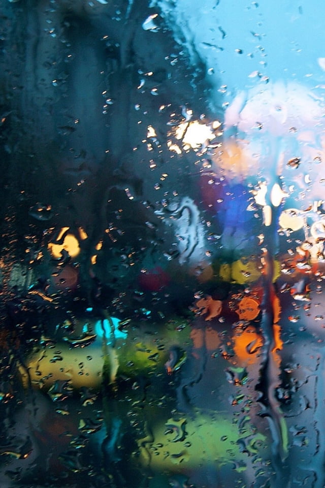 ガラス越しの雨の街 Iphone壁紙ギャラリー