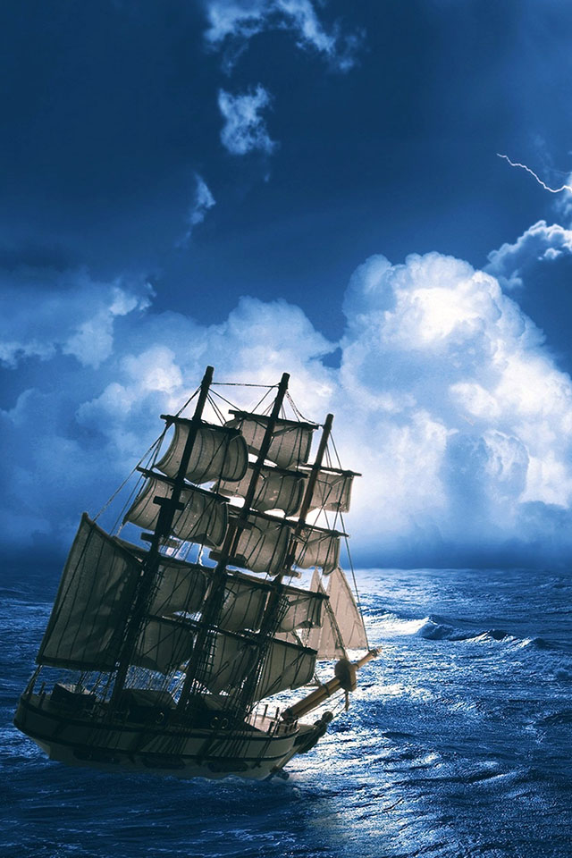 カッコイイ 夜の帆船 Iphone壁紙ギャラリー