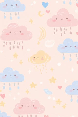 ふんわりパステルな落書き風|雨のiPhone壁紙