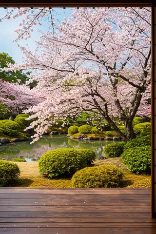 【新着10位】縁側から見える春の庭|花のiPhone壁紙