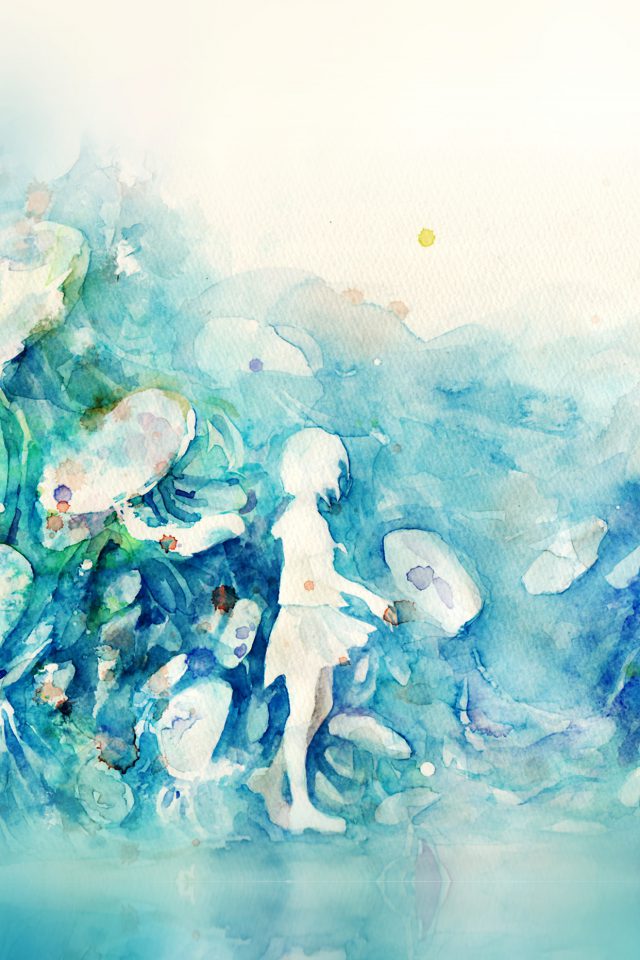 水彩画の少女 Iphone壁紙ギャラリー
