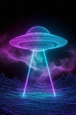 ワイヤーフレームUFO|3DのiPhone壁紙