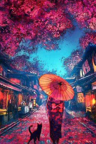 【44位】夜桜|桜のiPhone壁紙