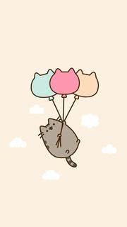Pusheen  (風船で飛ぶ）| かわいいネコのキャラクター
