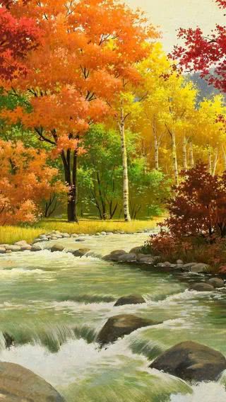秋の川辺