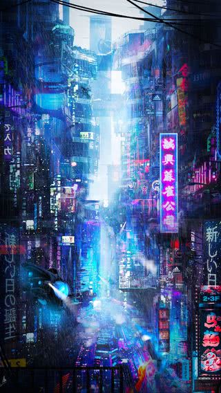 人気21位 サイバーパンクな雰囲気の夜の街 Iphone12 スマホ壁紙 待受画像ギャラリー
