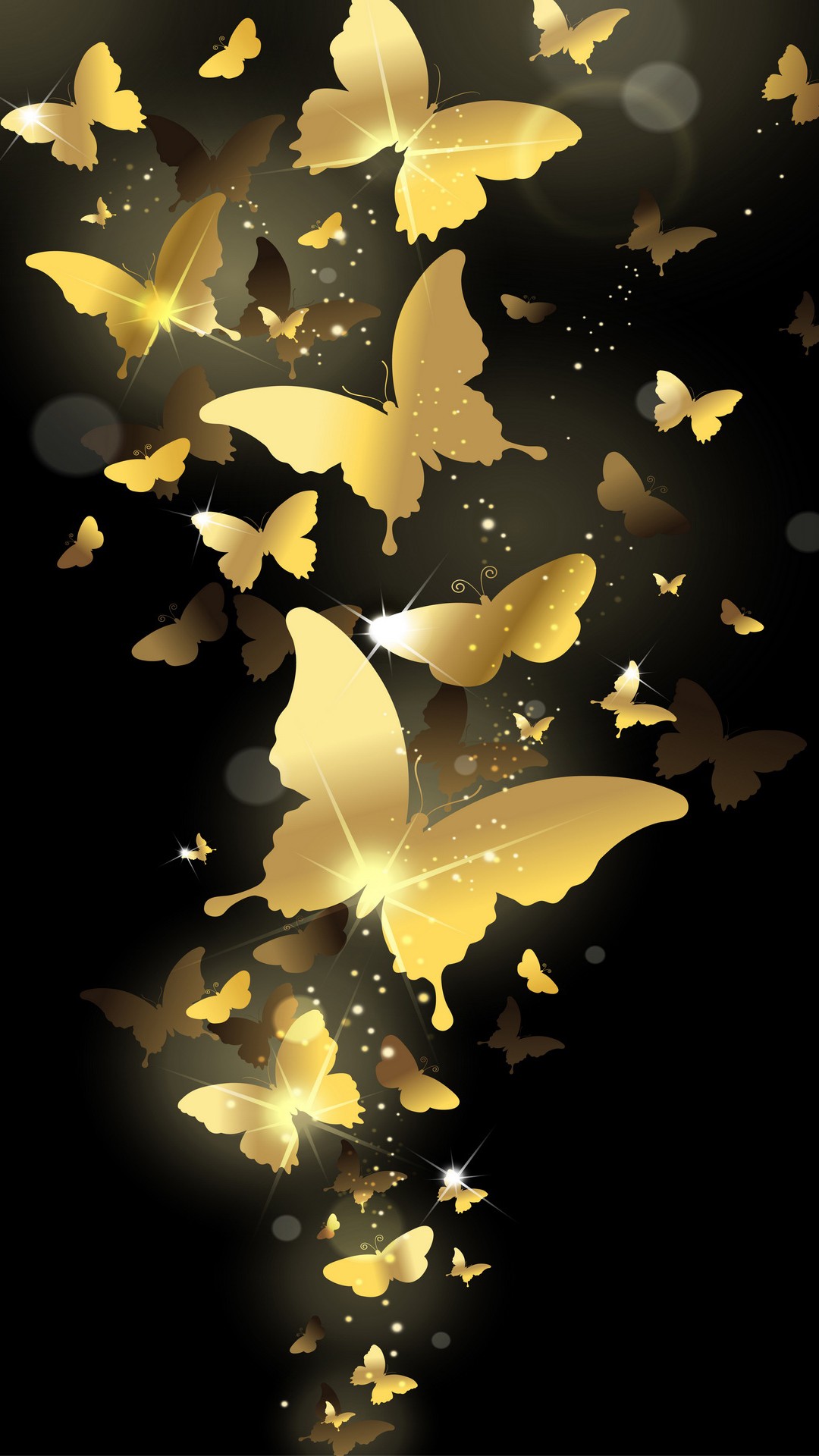 ゴールド 羽ばたく金色の蝶 Iphone12 スマホ壁紙 待受画像ギャラリー