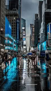 ニューヨークの青い夜景