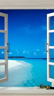 リゾートビーチの窓辺 - iPhone6壁紙