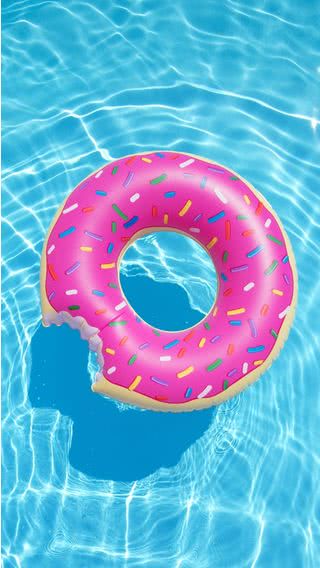 プール （ドーナツの浮き輪） | 夏にぴったりなiPhone壁紙