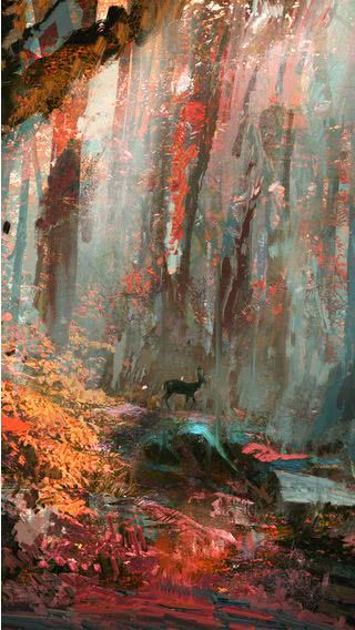 秋の森 - 油絵