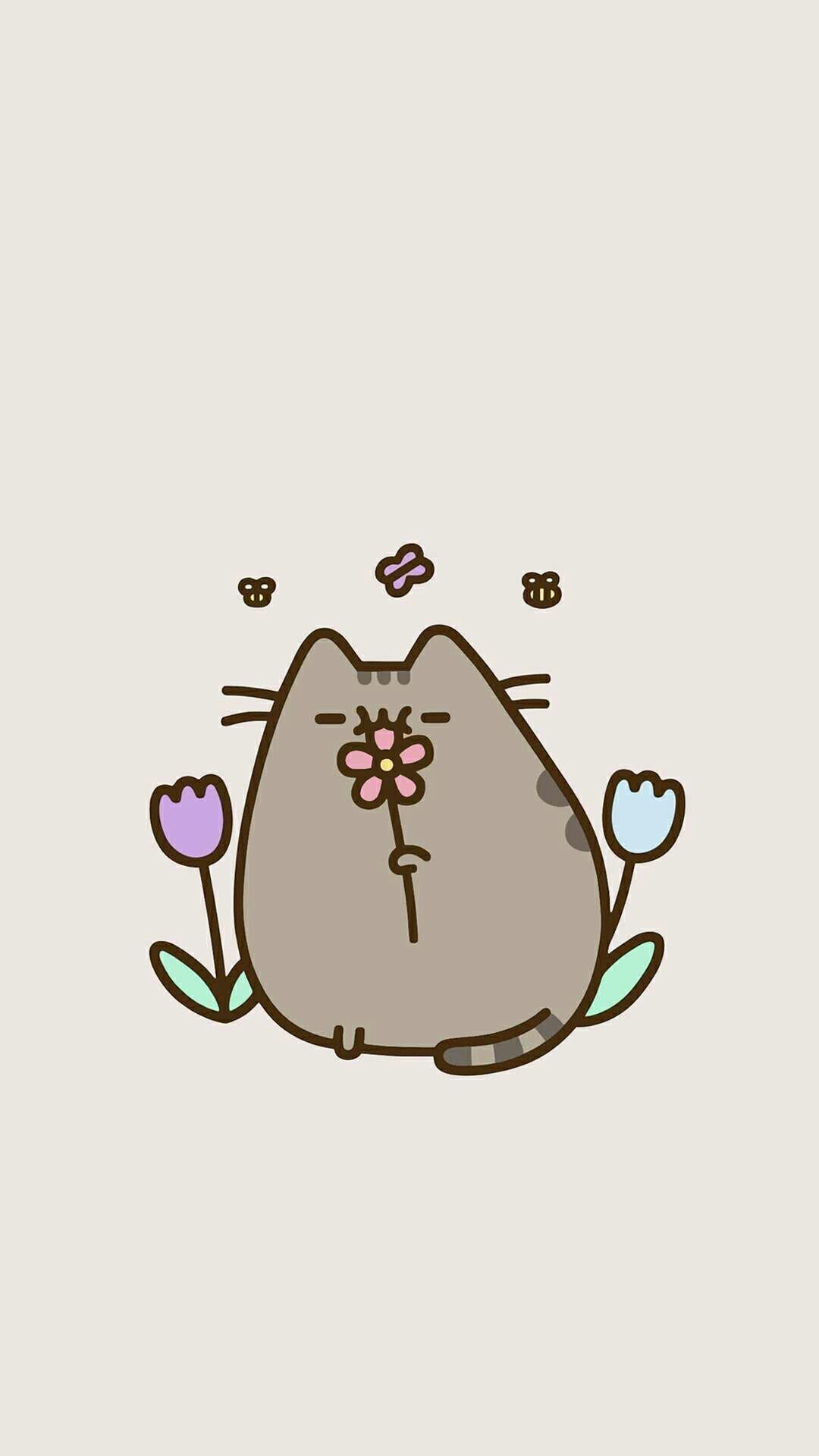 Pusheen 花 かわいいネコのキャラクター Iphone14 スマホ壁紙 待受画像ギャラリー
