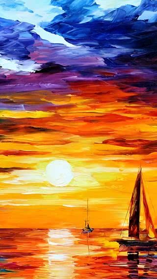 夕暮れの海 | 油絵