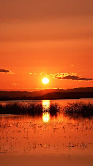 燃えるような夕日