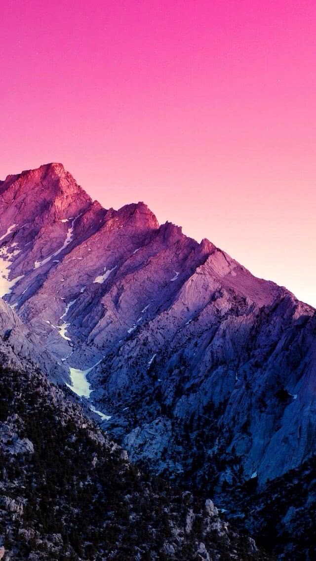 山とピンク色の空 スマホ壁紙 Iphone待受画像ギャラリー