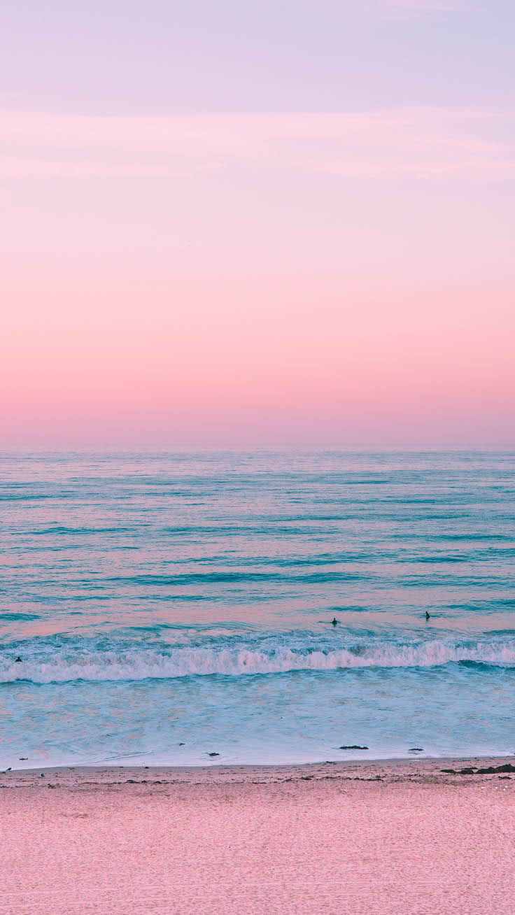 人気134位 夕日に染まるパステルピンクのビーチ スマホ壁紙 Iphone待受画像ギャラリー