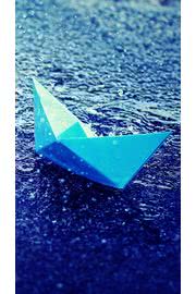 iPhone壁紙Blue Paper Boat in…