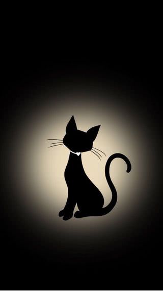 黒猫|シルエットのiPhone壁紙