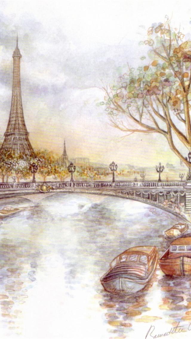 パリの風景 絵画 スマホ壁紙 Iphone待受画像ギャラリー