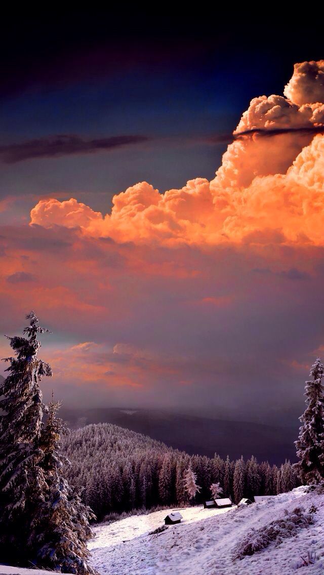 雪山の夕焼け雲 スマホ壁紙 Iphone待受画像ギャラリー
