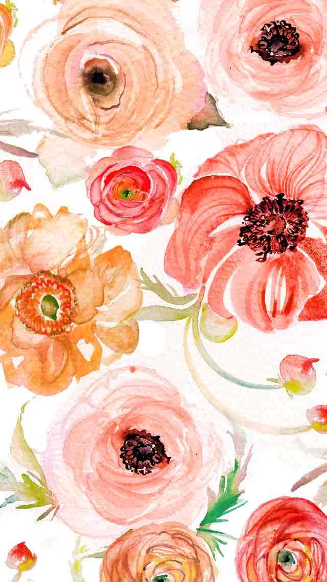 水彩絵の具で描いた花 スマホ壁紙 Iphone待受画像ギャラリー
