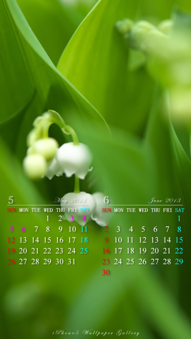 Iphone5 ロック画面カレンダー 5月 スズラン Iphone5 壁紙館 Iphone5 Wallpaper Gallery スマホ壁紙 Iphone待受画像ギャラリー