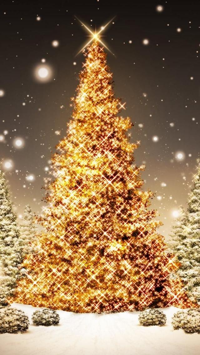 金色に輝くクリスマスツリー スマホ壁紙 Iphone待受画像ギャラリー
