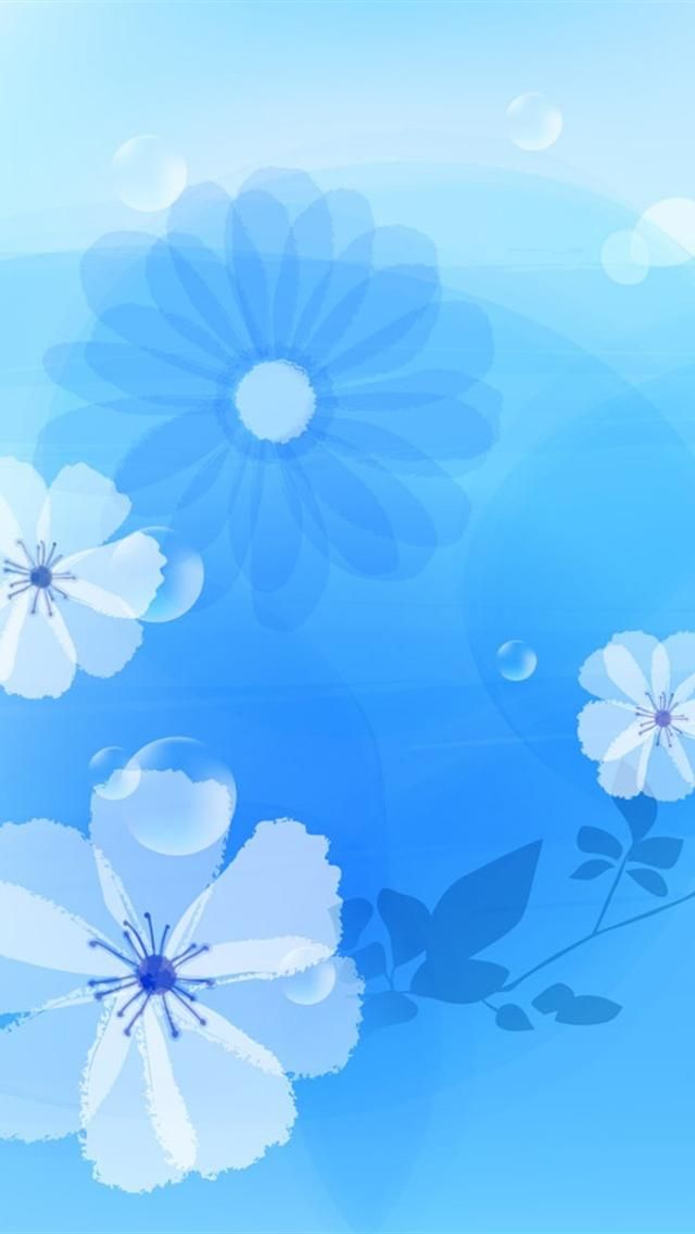 花のイラスト ブルー スマホ壁紙 Iphone待受画像ギャラリー