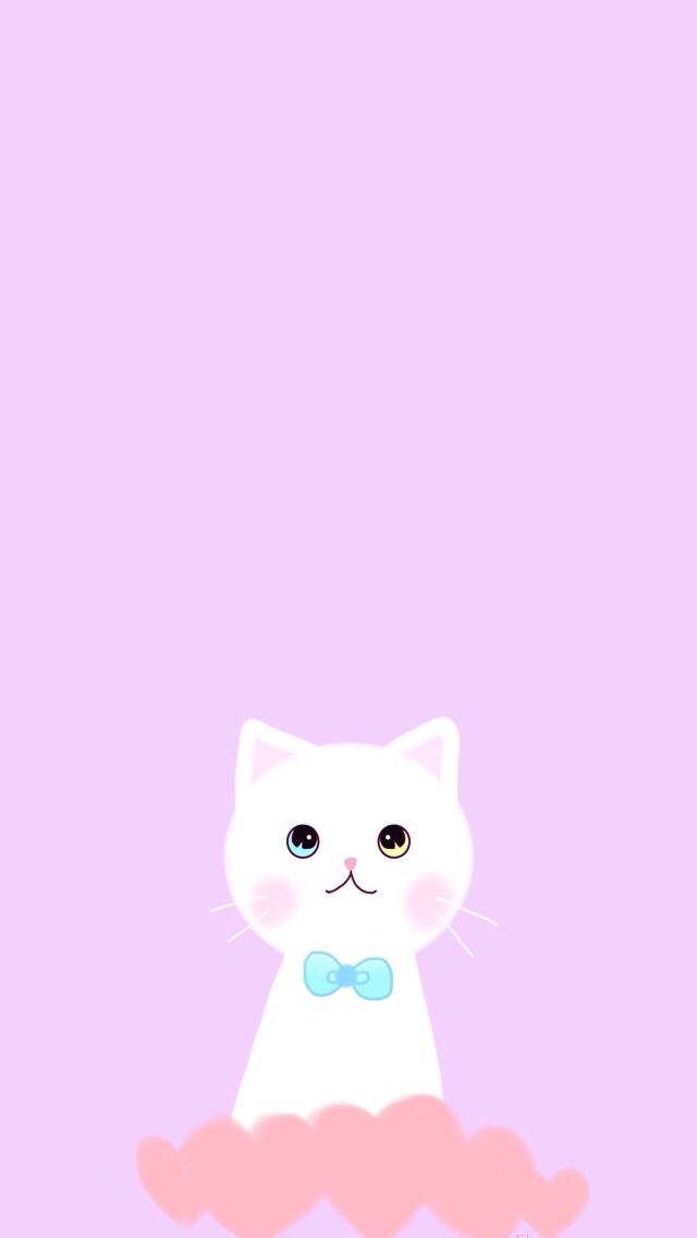 白猫のイラスト スマホ壁紙 Iphone待受画像ギャラリー