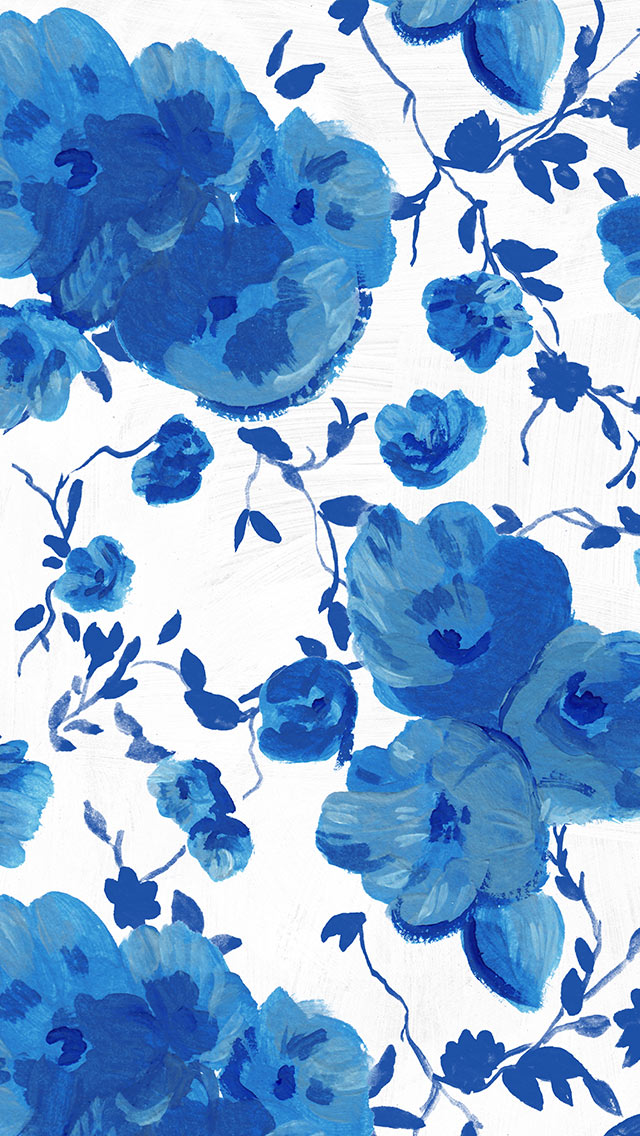 絵の具で描いた花柄 ブルー スマホ壁紙 Iphone待受画像ギャラリー