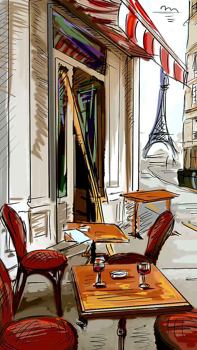 おしゃれなパリの風景イラスト スマホ壁紙 Iphone待受画像ギャラリー
