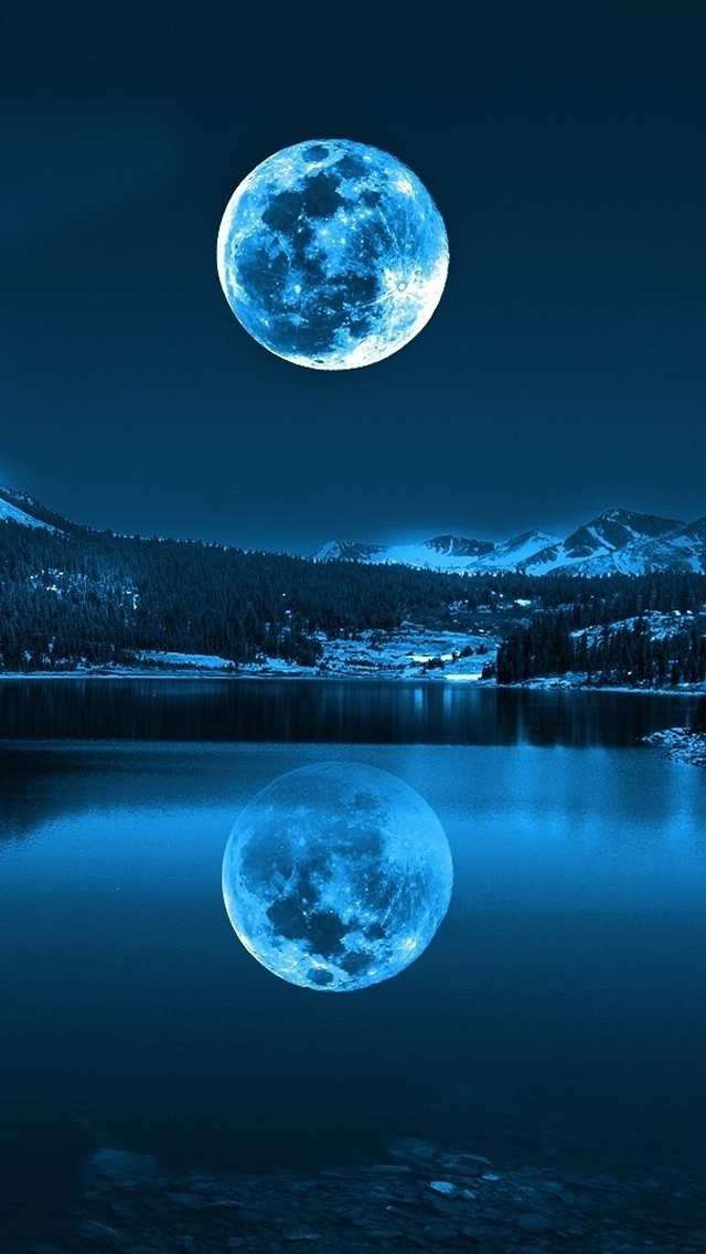Moon In Cold Lakes Iphone 5 Wallpaper Download Ipad Wallpapers