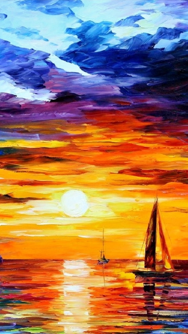 イラスト 夕焼けの海のヨット スマホ壁紙 Iphone待受画像ギャラリー
