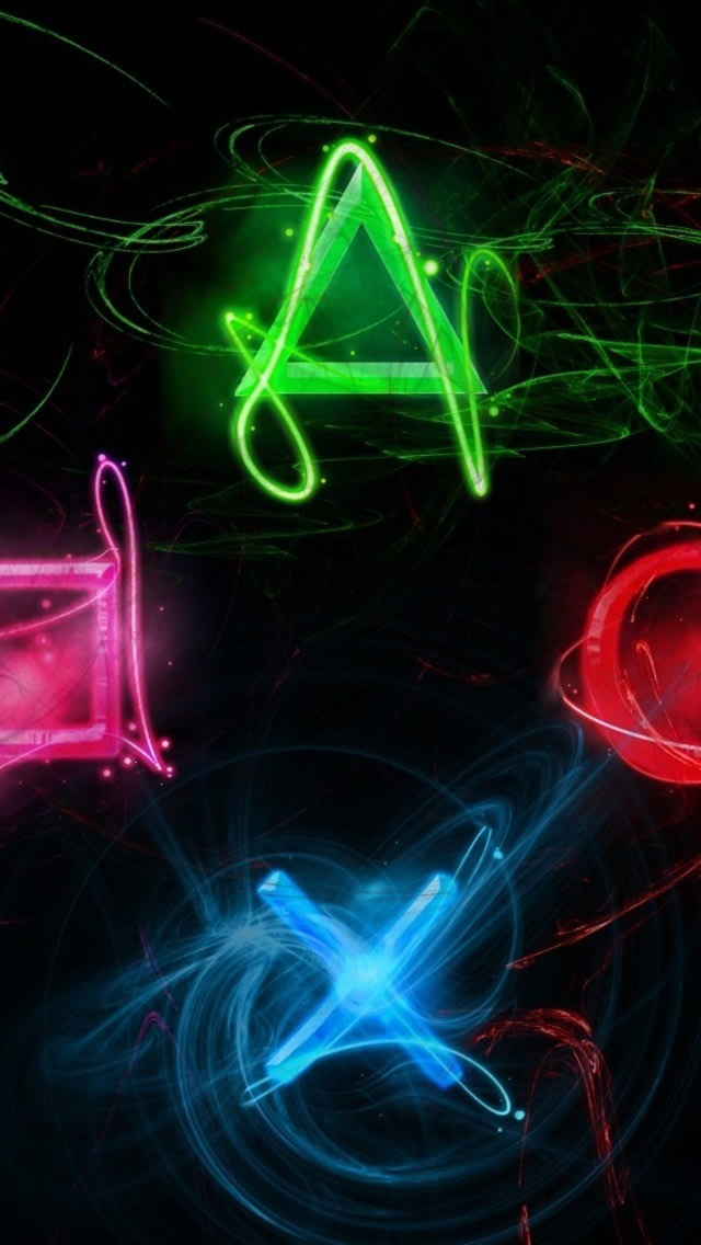 Neon Playstation Buttons iPhone 5 Wallpaper Download ...