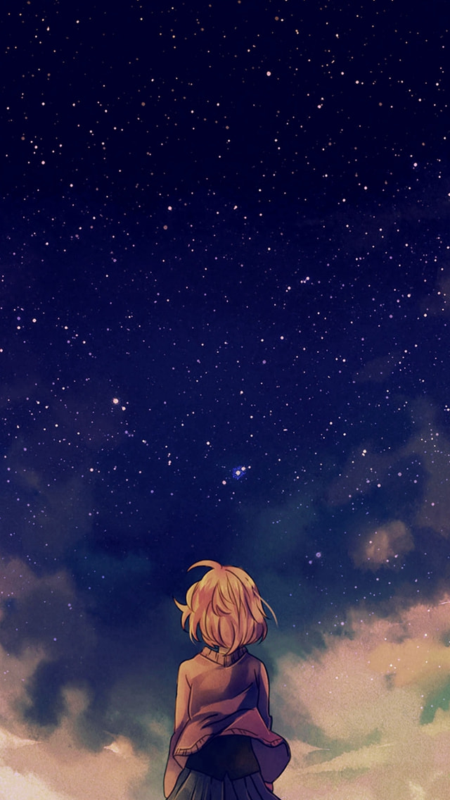 星空を見上げる少女 スマホ壁紙 Iphone待受画像ギャラリー